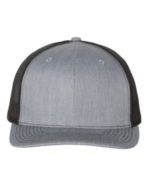 Richardson_112_Heather_Grey-_Black_Front_High Richardson Snap Back Trucker Caps – 112